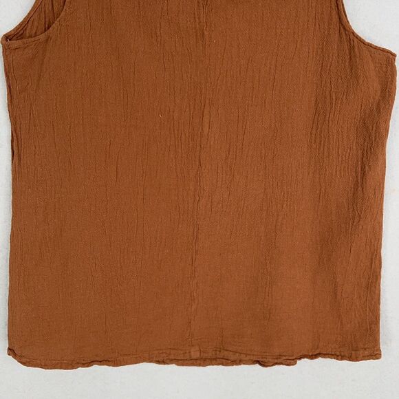 Oh My Gauze Top Womens Small Brown Cowl Crinkle Boho Flowy Drape Minimal Earthy - Picture 8 of 13